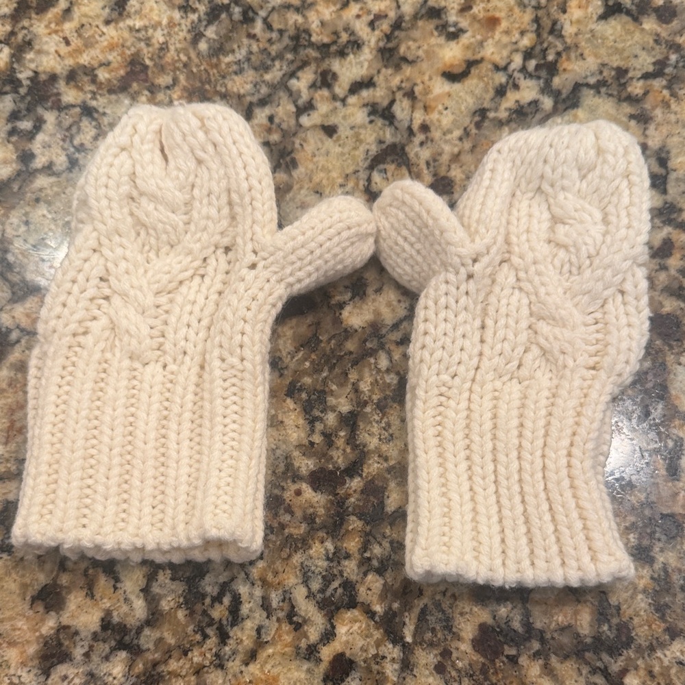 Starting Out Ivory Knit Mittens for Infants